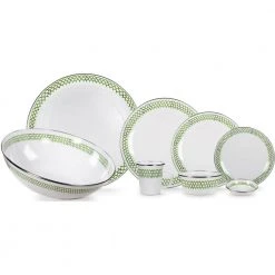 12.5 in. Green Scallops Enamelware Round Charger Plate Set of 2 by Golden Rabbit -Dinnerware Shop greens golden rabbit charger plates gs36s2 31 1000