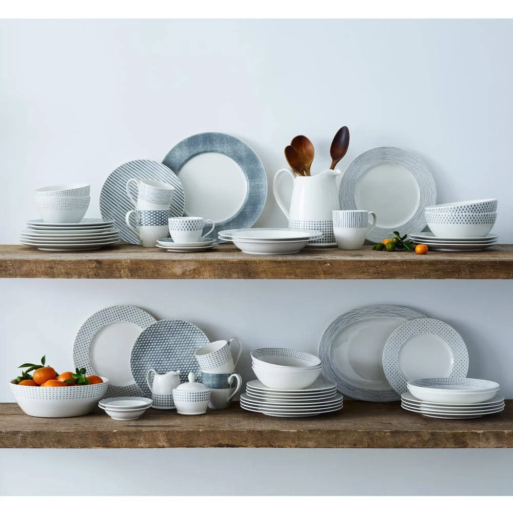 Grey/White Hammock Porcelain Dots Coupe Appetizer Plate 6-1/2 in. (Set of 4) by Noritake 5 Grey/White Hammock Porcelain Dots Coupe Appetizer Plate 6-1/2 in. (Set of 4) by Noritake - Image 3