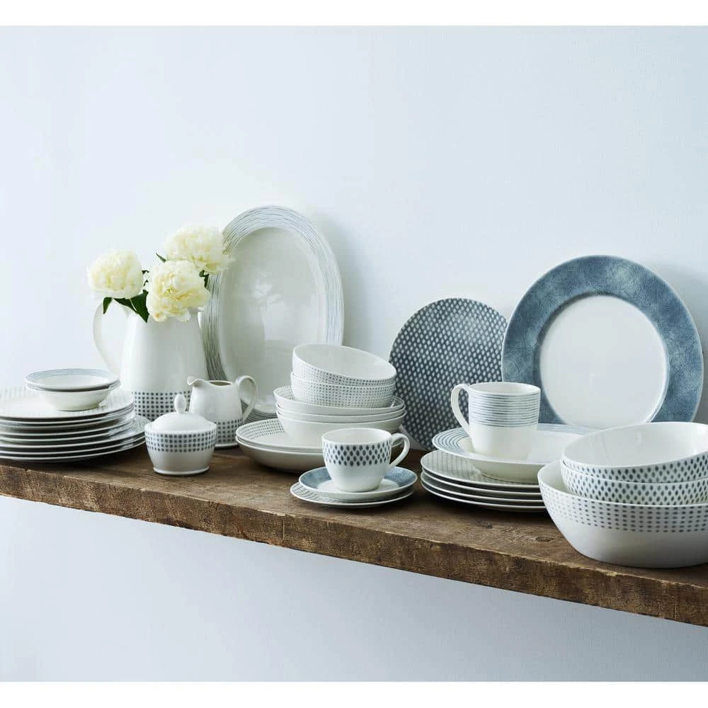 Grey/White Hammock Porcelain Dots Coupe Appetizer Plate 6-1/2 in. (Set of 4) by Noritake 4 Grey/White Hammock Porcelain Dots Coupe Appetizer Plate 6-1/2 in. (Set of 4) by Noritake - Image 2