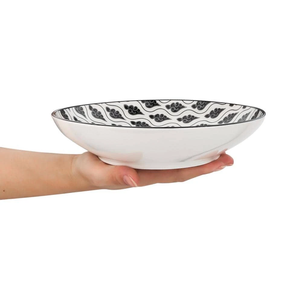 Haruka 8.6 in. Soup Plate Porcelain Patterned 4-Designs Japanese Style Grey Spot Soup Plate (Set of 4) by vancasso 8 Haruka 8.6 in. Soup Plate Porcelain Patterned 4-Designs Japanese Style Grey Spot Soup Plate (Set of 4) by vancasso - Image 6