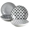 Haruka 8.6 in. Soup Plate Porcelain Patterned 4-Designs Japanese Style Grey Spot Soup Plate (Set of 4) by vancasso 2 Haruka 8.6 in. Soup Plate Porcelain Patterned 4-Designs Japanese Style Grey Spot Soup Plate (Set of 4) by vancasso -Dinnerware Shop grey vancasso bowls vc haruka stp 64 1000