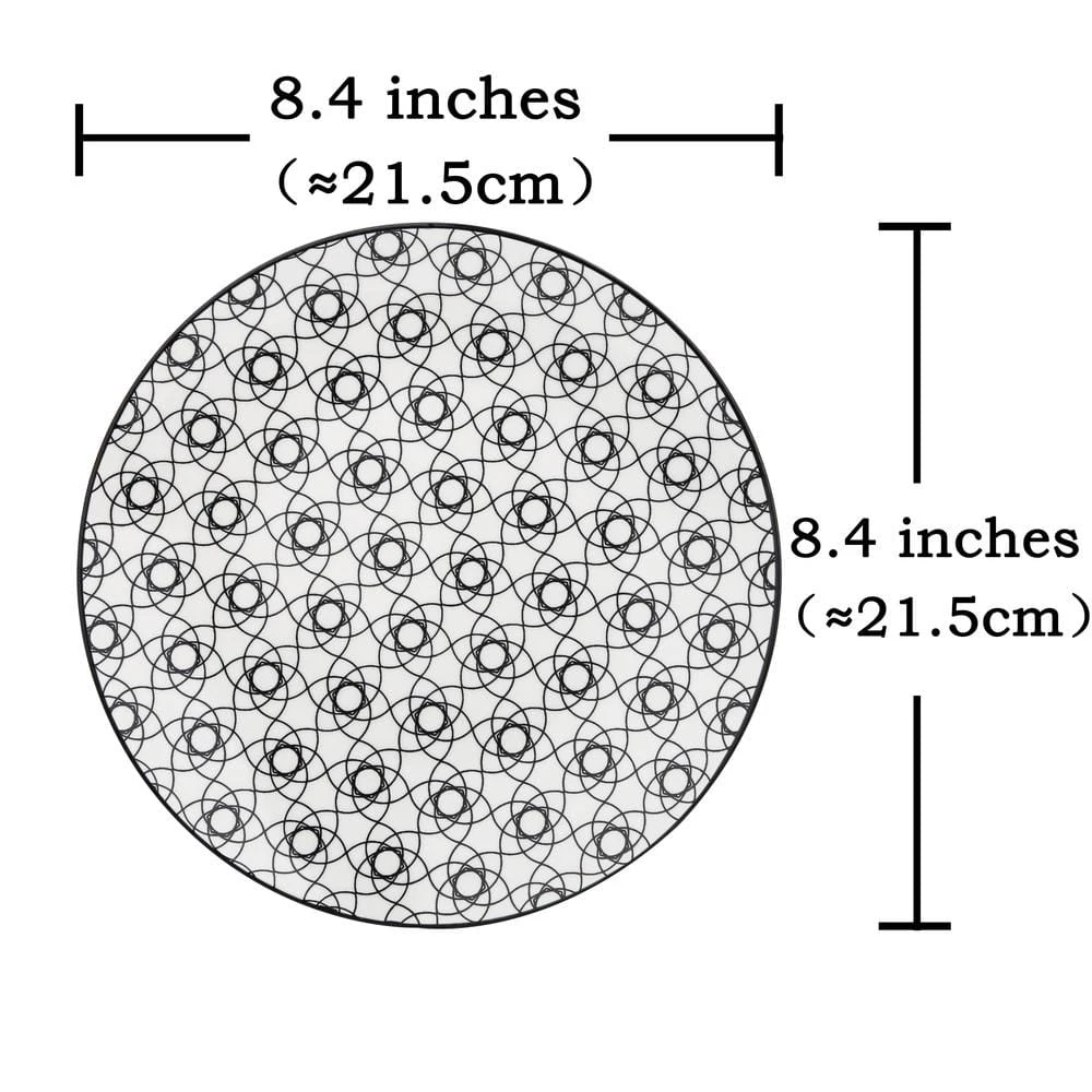 Haruka 8.6 in. Soup Plate Porcelain Patterned 4-Designs Japanese Style Grey Spot Soup Plate (Set of 4) by vancasso 5 Haruka 8.6 in. Soup Plate Porcelain Patterned 4-Designs Japanese Style Grey Spot Soup Plate (Set of 4) by vancasso - Image 3