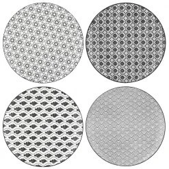 Haruka 8.6 in. Soup Plate Porcelain Patterned 4-Designs Japanese Style Grey Spot Soup Plate (Set of 4) by vancasso 16 Haruka 8.6 in. Soup Plate Porcelain Patterned 4-Designs Japanese Style Grey Spot Soup Plate (Set of 4) by vancasso -Dinnerware Shop grey vancasso bowls vc haruka stp fa 1000