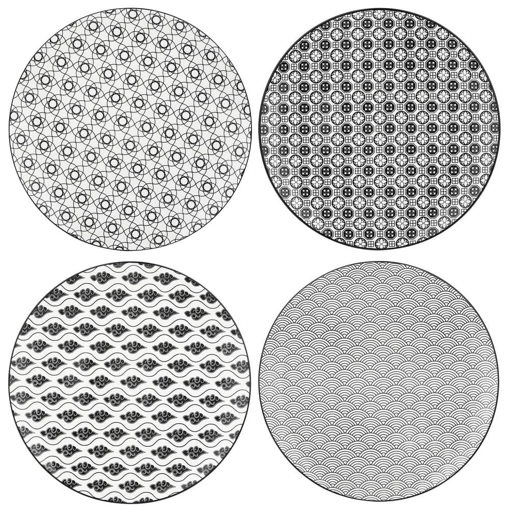 Haruka 8.6 in. Soup Plate Porcelain Patterned 4-Designs Japanese Style Grey Spot Soup Plate (Set of 4) by vancasso 9 Haruka 8.6 in. Soup Plate Porcelain Patterned 4-Designs Japanese Style Grey Spot Soup Plate (Set of 4) by vancasso - Image 7