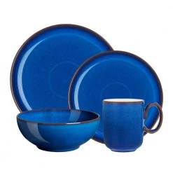 4-Piece Imperial Blue Coupe Dinnerware Set by Denby