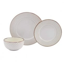 12-Piece Monroe Ivory Stoneware Dinnerware Set (Service for 4) by Tabletops Gallery