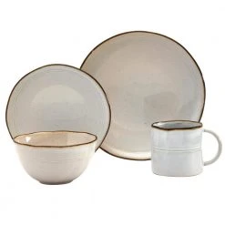 16-Piece Geneva Ivory Stoneware Dinnerware Set (Service for 4) by Tabletops Gallery
