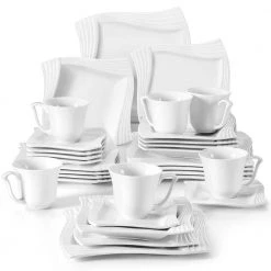Amparo 30-Piece Ivory White Porcelain Dinnerware Set (Service for 6) by MALACASA