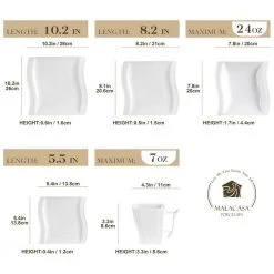 Flora 60-Piece White Porcelain Dinnerware Set Plates Cups and Saucer (Set Service for 12) by MALACASA -Dinnerware Shop ivory white malacasa dinnerware sets flora 30 2 c3 1000