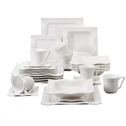 Mario 30-Piece Modern Ivory White Porcelain Dinnerware Set (Service for 6) by MALACASA