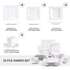 Mario 30-Piece Modern Ivory White Porcelain Dinnerware Set (Service for 6) by MALACASA 16 Mario 30-Piece Modern Ivory White Porcelain Dinnerware Set (Service for 6) by MALACASA -Dinnerware Shop ivory white malacasa dinnerware sets mario 30 c3 1000