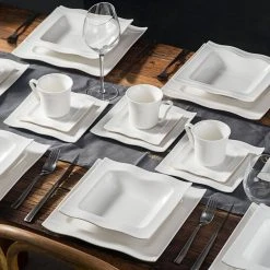 Mario 30-Piece Modern Ivory White Porcelain Dinnerware Set (Service for 6) by MALACASA 20 Mario 30-Piece Modern Ivory White Porcelain Dinnerware Set (Service for 6) by MALACASA -Dinnerware Shop ivory white malacasa dinnerware sets mario 30 fa 1000
