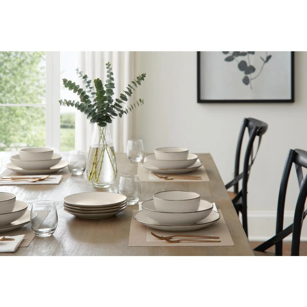 16-Piece Stoneware Metallic Edge Dinnerware Set in Luxe Ivory (Service for 4) by StyleWell 7 16-Piece Stoneware Metallic Edge Dinnerware Set in Luxe Ivory (Service for 4) by StyleWell - Image 5