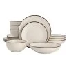 16-Piece Stoneware Metallic Edge Dinnerware Set in Luxe Ivory (Service for 4) by StyleWell