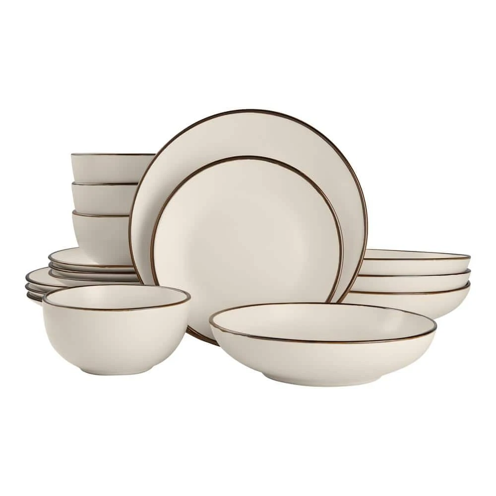 16-Piece Stoneware Metallic Edge Dinnerware Set in Luxe Ivory (Service for 4) by StyleWell 3 16-Piece Stoneware Metallic Edge Dinnerware Set in Luxe Ivory (Service for 4) by StyleWell