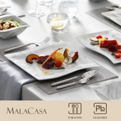 Flora 26-Piece Marble Gray Porcelain Dinnerware Set with Dinner,Soup ,Dessert Plates(Service for 6) by MALACASA 16 Flora 26-Piece Marble Gray Porcelain Dinnerware Set with Dinner,Soup ,Dessert Plates(Service for 6) by MALACASA -Dinnerware Shop marble grey malacasa dinnerware sets flora 26 grey 44 1000