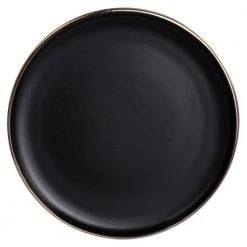 Paul 6 Piece Stoneware Salad Plate Set in Matte Black with Gold Rim by Elama -Dinnerware Shop matte black elama dinner plates 985116268m 1f 1000