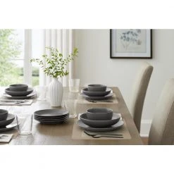 Brea 16-Piece Solid Stoneware Dinnerware Set in Matte Charcoal (Service for 4) by StyleWell 12 Brea 16-Piece Solid Stoneware Dinnerware Set in Matte Charcoal (Service for 4) by StyleWell -Dinnerware Shop matte charcoal stylewell dinnerware sets hd2112005 1d 1000