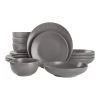 Brea 16-Piece Solid Stoneware Dinnerware Set in Matte Charcoal (Service for 4) by StyleWell