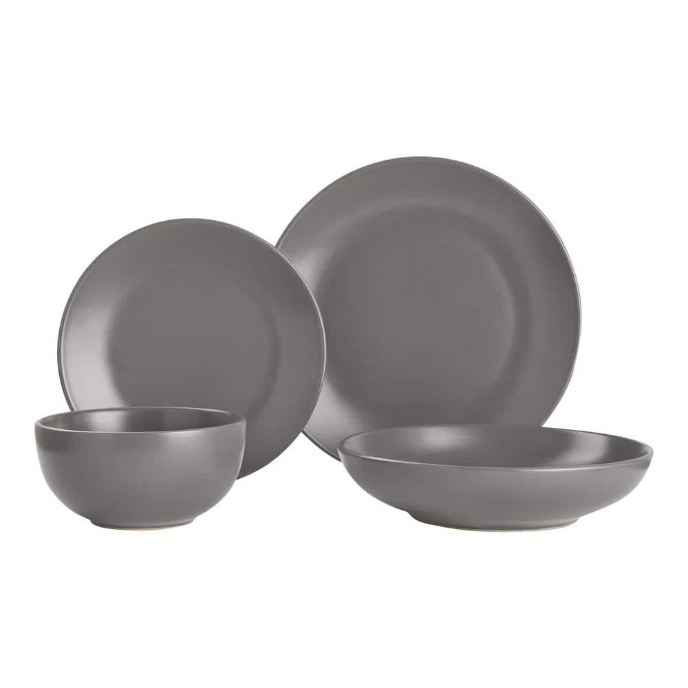 Brea 16-Piece Solid Stoneware Dinnerware Set in Matte Charcoal (Service for 4) by StyleWell 8 Brea 16-Piece Solid Stoneware Dinnerware Set in Matte Charcoal (Service for 4) by StyleWell - Image 6