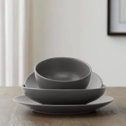 Brea 16-Piece Solid Stoneware Dinnerware Set in Matte Charcoal (Service for 4) by StyleWell 11 Brea 16-Piece Solid Stoneware Dinnerware Set in Matte Charcoal (Service for 4) by StyleWell -Dinnerware Shop matte charcoal stylewell dinnerware sets hd2112005 a0 1000