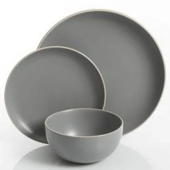 Rockaway 24-Piece Modern Matte Grey Ceramic Dinnerware Set (Service for 8) by Gibson Home 12 Rockaway 24-Piece Modern Matte Grey Ceramic Dinnerware Set (Service for 8) by Gibson Home -Dinnerware Shop matte gray gibson home dinnerware sets 131275 24 1f 1000