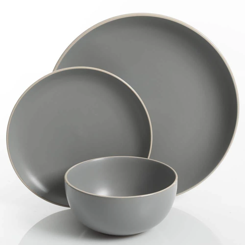 Rockaway 24-Piece Modern Matte Grey Ceramic Dinnerware Set (Service for 8) by Gibson Home 6 Rockaway 24-Piece Modern Matte Grey Ceramic Dinnerware Set (Service for 8) by Gibson Home - Image 4