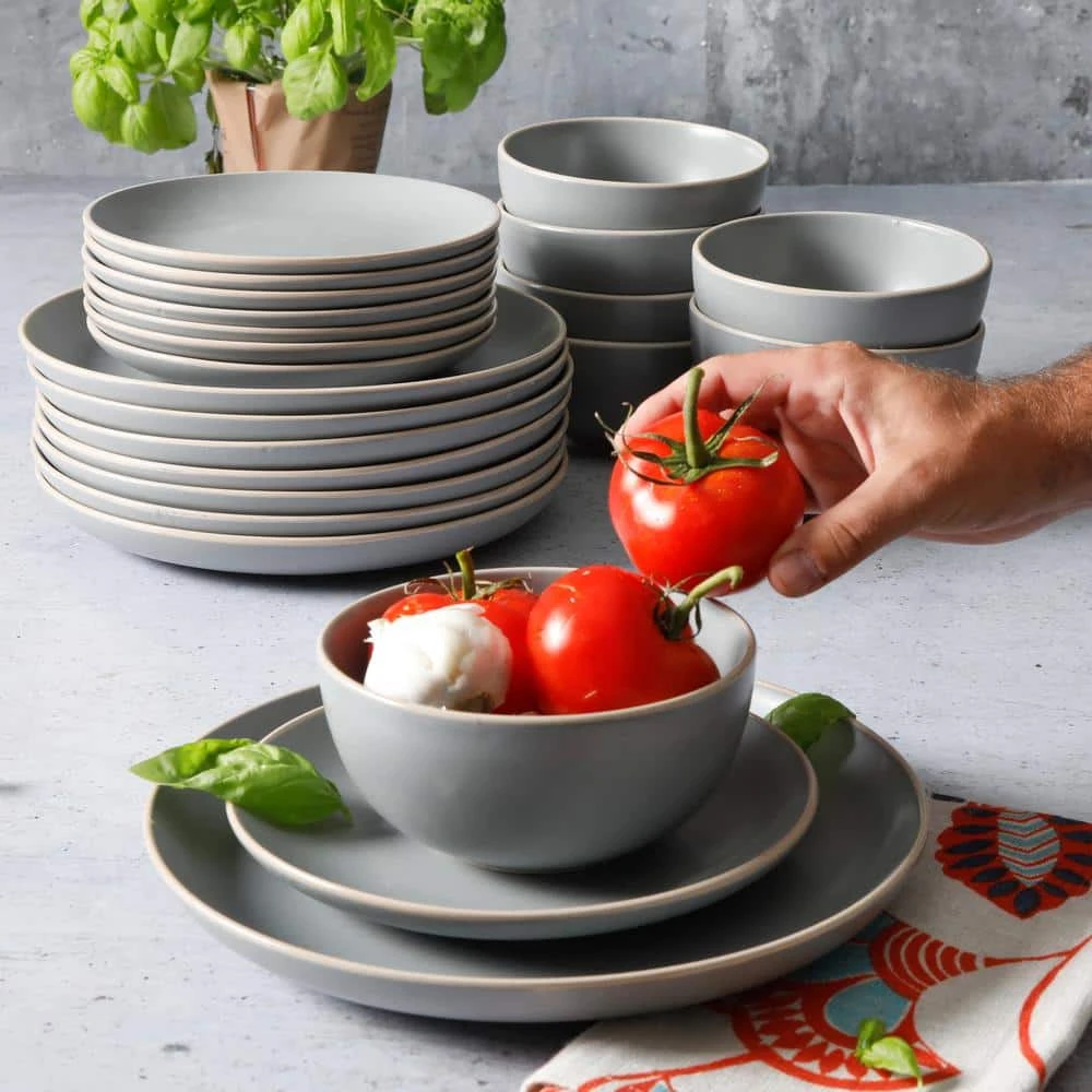 Rockaway 24-Piece Modern Matte Grey Ceramic Dinnerware Set (Service for 8) by Gibson Home 9 Rockaway 24-Piece Modern Matte Grey Ceramic Dinnerware Set (Service for 8) by Gibson Home - Image 7