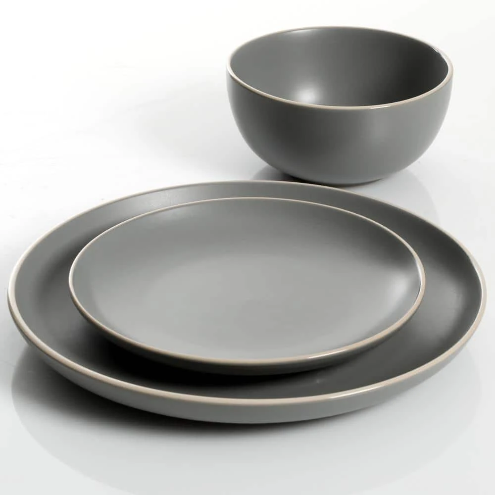 Rockaway 24-Piece Modern Matte Grey Ceramic Dinnerware Set (Service for 8) by Gibson Home 7 Rockaway 24-Piece Modern Matte Grey Ceramic Dinnerware Set (Service for 8) by Gibson Home - Image 5