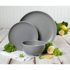 Rockaway 24-Piece Modern Matte Grey Ceramic Dinnerware Set (Service for 8) by Gibson Home 11 Rockaway 24-Piece Modern Matte Grey Ceramic Dinnerware Set (Service for 8) by Gibson Home -Dinnerware Shop matte gray gibson home dinnerware sets 131275 24 4f 1000