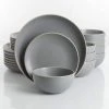 Rockaway 24-Piece Modern Matte Grey Ceramic Dinnerware Set (Service for 8) by Gibson Home