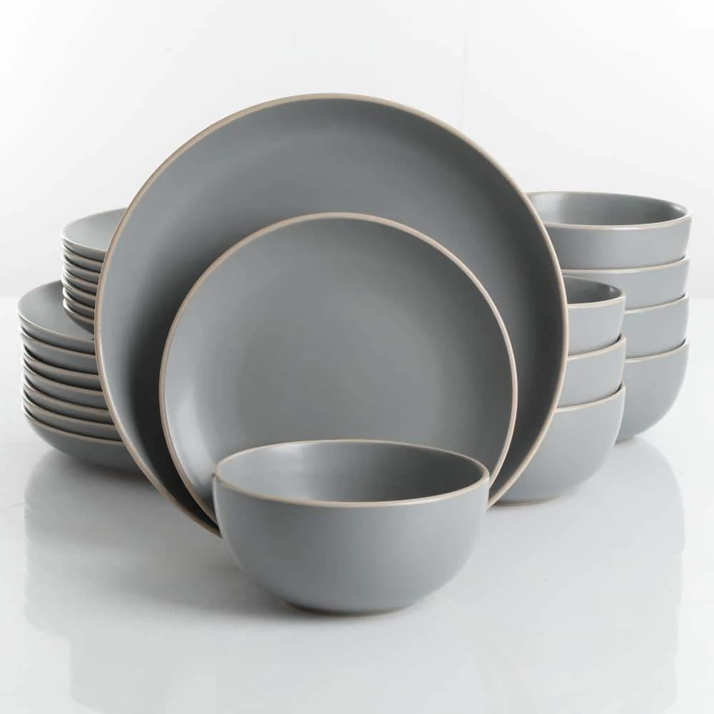 Rockaway 24-Piece Modern Matte Grey Ceramic Dinnerware Set (Service for 8) by Gibson Home 3 Rockaway 24-Piece Modern Matte Grey Ceramic Dinnerware Set (Service for 8) by Gibson Home