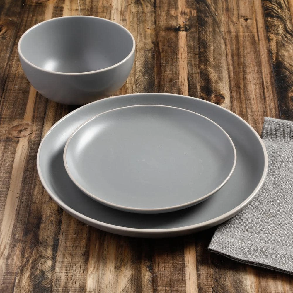 Rockaway 24-Piece Modern Matte Grey Ceramic Dinnerware Set (Service for 8) by Gibson Home 4 Rockaway 24-Piece Modern Matte Grey Ceramic Dinnerware Set (Service for 8) by Gibson Home - Image 2