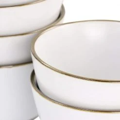 Arthur 23 fl.oz Matte White Stoneware 6 Piece Bowl Set with Gold Rim by Elama 10 Arthur 23 fl.oz Matte White Stoneware 6 Piece Bowl Set with Gold Rim by Elama -Dinnerware Shop matte white elama bowls 985116269m 4f 1000