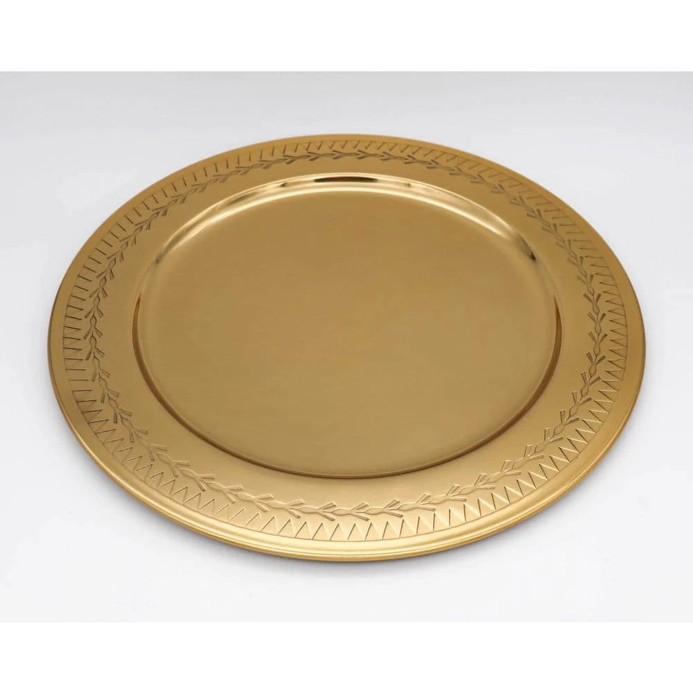 13 in. Brass Charger Plate in Brass with Etched Geometric Design, For Holidays and Everyday Use or Home Decor by Alchemade 5 13 in. Brass Charger Plate in Brass with Etched Geometric Design, For Holidays and Everyday Use or Home Decor by Alchemade - Image 3