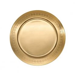 13 in. Brass Charger Plate in Brass with Etched Geometric Design, For Holidays and Everyday Use or Home Decor by Alchemade