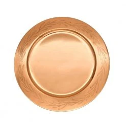 13 in. Copper Charger Plate with Etched Floral Bontanical Design, for Holidays and Everyday Use or Home Decor by Alchemade