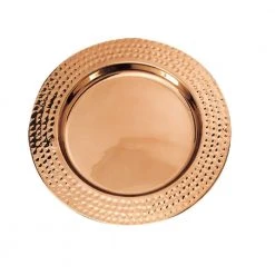 13 in. Decor Copper Hammered Rim Charger Plates (Set of 6) by Old Dutch