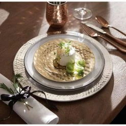 13 in. Stainless Steel Hammered Charger Plates (Set of 6) by Old Dutch -Dinnerware Shop metallics old dutch charger plates os966 76 1000