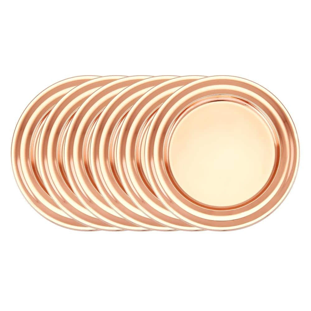 13 in. Decor Copper Collar Rim Charger Plates (Set of 6) by Old Dutch 3 13 in. Decor Copper Collar Rim Charger Plates (Set of 6) by Old Dutch