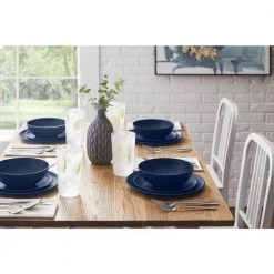 Taryn Melamine Dinner Bowls in Matte Midnight Blue (Set of 6) by StyleWell 12 Taryn Melamine Dinner Bowls in Matte Midnight Blue (Set of 6) by StyleWell -Dinnerware Shop midnight blue stylewell bowls aa5449mid 1d 1000