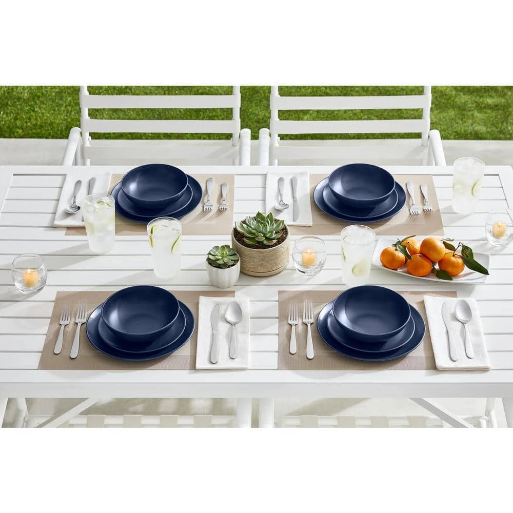 Taryn Melamine Dinner Bowls in Matte Midnight Blue (Set of 6) by StyleWell 4 Taryn Melamine Dinner Bowls in Matte Midnight Blue (Set of 6) by StyleWell - Image 2