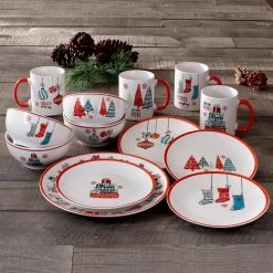 Holiday 16-Piece Seasonal Multi Porcelain Dinnerware Set (Service for 4) by American Atelier -Dinnerware Shop multi american atelier dinnerware sets 7163 16 rb 31 1000