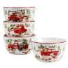 Red Truck Snowman 22 fl.oz. Multi-Colored Earthenware Dessert Bowls Set of 4 by Certified International -Dinnerware Shop multi colored certified international bowls 29003set4 64 1000