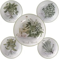 Fresh Herbs 12 in. and 8 in. Multi-Colored Pasta Bowl Set (Set of 5) by Certified International