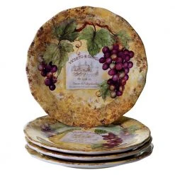 Gilded Wine 10.75 in. Multi-Colored Dinner Plate (Set of 4) by Certified International