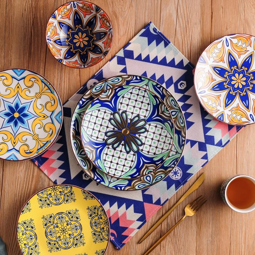 Jasmin 16-Piece Porcelain Multi-Colors Dinnerware Sets (Service for 4) by vancasso 7 Jasmin 16-Piece Porcelain Multi-Colors Dinnerware Sets (Service for 4) by vancasso - Image 5