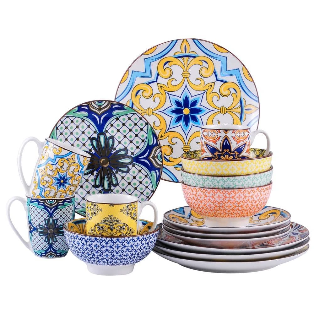 Jasmin 16-Piece Porcelain Multi-Colors Dinnerware Sets (Service for 4) by vancasso 3 Jasmin 16-Piece Porcelain Multi-Colors Dinnerware Sets (Service for 4) by vancasso