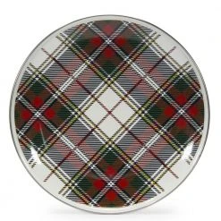 12.5 in. Highland Plaid Enamelware Round Charger Plate Set of 2 by Golden Rabbit