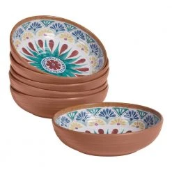 Azria Melamine Dinner Bowls in Multicolor Medallion (Set of 6) by Home Decorators Collection